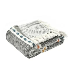 Blankets & Throws-Kirkland's Home Color Herringbone Stripe Throw Multi