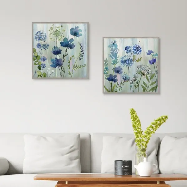 Framed Art-Kirkland's Home Color Wash 2-Pc. Framed Canvas Art Set Blue/Green