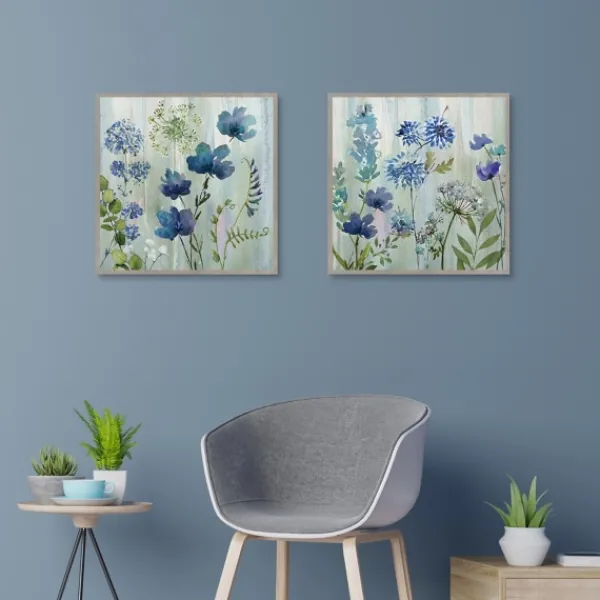 Framed Art-Kirkland's Home Color Wash 2-Pc. Framed Canvas Art Set Blue/Green