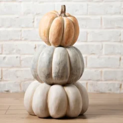 Statues & Figurines-Kirkland's Home Colored Three Stacked Pumpkins Statue Multi