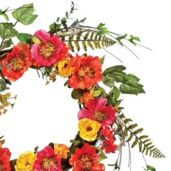Wreaths-Kirkland's Home Colorful Poppy Mix Wreath Pink/Orange/Green