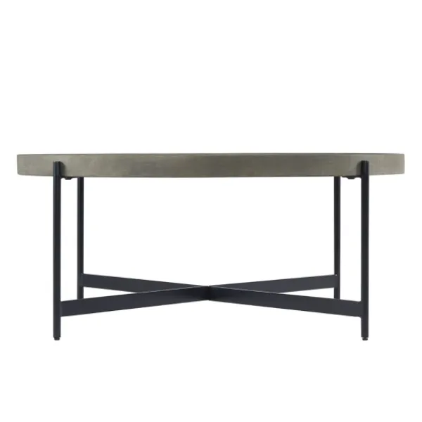 Coffee Tables-Kirkland's Home Concrete Round Tray Top Coffee Table Gray/Black