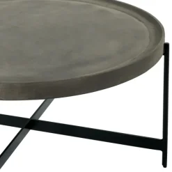 Coffee Tables-Kirkland's Home Concrete Round Tray Top Coffee Table Gray/Black