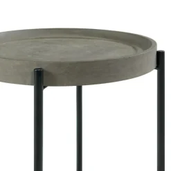 Accent & End Tables-Kirkland's Home Concrete Round Tray Top Side Table Gray