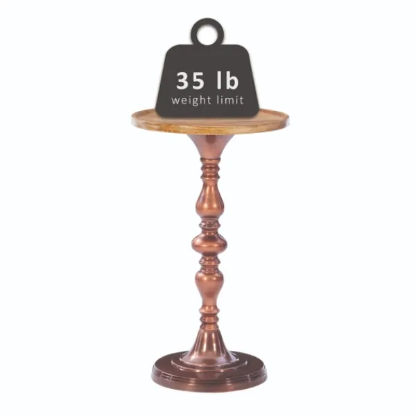 Accent & End Tables-Kirkland's Home Copper Plated Accent Table With Mango Wood Top Brown