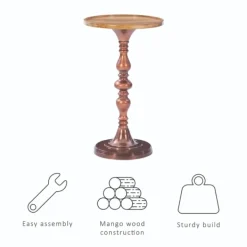 Accent & End Tables-Kirkland's Home Copper Plated Accent Table With Mango Wood Top Brown