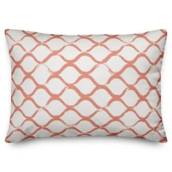 Pillows-Kirkland's Home Coral Coastal Diamond Print Pillow Orange/White