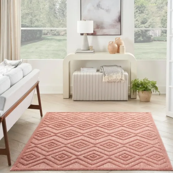 Outdoor Rugs-Kirkland's Home Coral Diamond Indoor/Outdoor Area Rug, 5X7 Orange