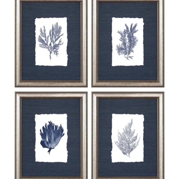 Framed Art-Kirkland's Home Coral 4-Pc. Silver Framed Art Print Set Blue