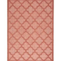 Outdoor Rugs-Kirkland's Home Coral Trellis Indoor/Outdoor Area Rug, 6X9 Pink