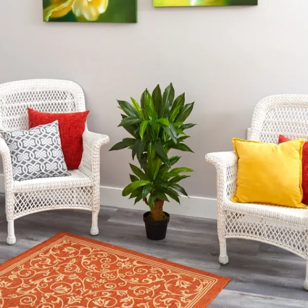 Trees & Topiaries-Kirkland's Home Corn Stalk Dracaena Plant In Black Planter