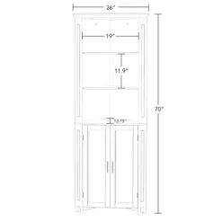 Bathroom Furniture-Kirkland's Home Corner Shelf With Cabinet Doors White