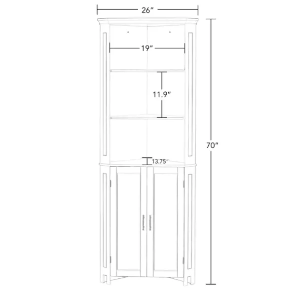 Bathroom Furniture-Kirkland's Home Corner Shelf With Cabinet Doors White