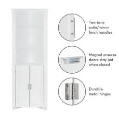 Bathroom Furniture-Kirkland's Home Corner Shelf With Cabinet Doors White