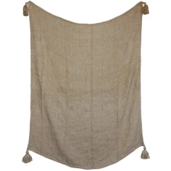 Blankets & Throws-Kirkland's Home Corner Tassel Throw Blanket Tan