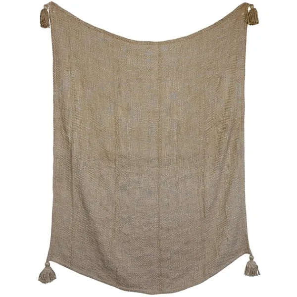Blankets & Throws-Kirkland's Home Corner Tassel Throw Blanket Tan