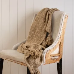 Blankets & Throws-Kirkland's Home Corner Tassel Throw Blanket Tan