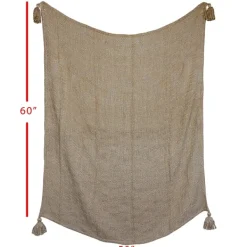 Blankets & Throws-Kirkland's Home Corner Tassel Throw Blanket Tan