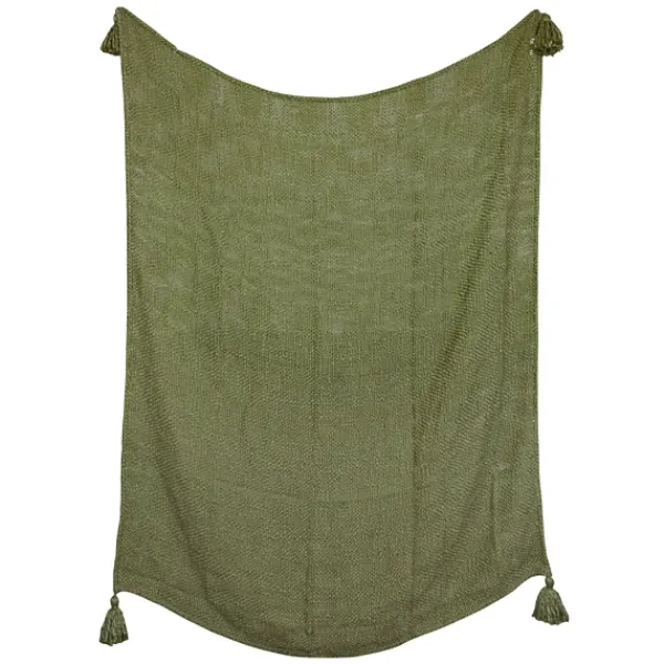 Blankets & Throws-Kirkland's Home Corner Tassel Throw Blanket Green