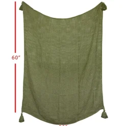 Blankets & Throws-Kirkland's Home Corner Tassel Throw Blanket Green
