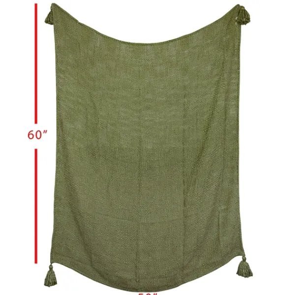 Blankets & Throws-Kirkland's Home Corner Tassel Throw Blanket Green