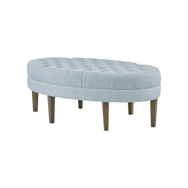 Benches & Ottomans-Kirkland's Home Cory Tufted Dusty Linen Ottoman Blue