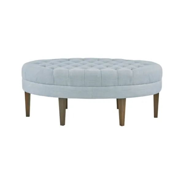 Benches & Ottomans-Kirkland's Home Cory Tufted Dusty Linen Ottoman Blue