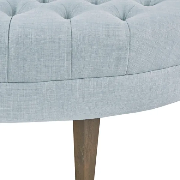 Benches & Ottomans-Kirkland's Home Cory Tufted Dusty Linen Ottoman Blue