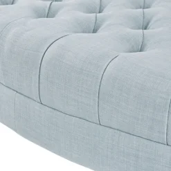 Benches & Ottomans-Kirkland's Home Cory Tufted Dusty Linen Ottoman Blue