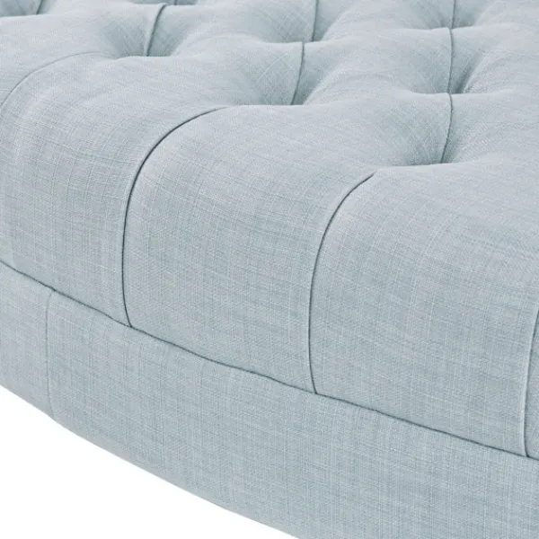 Benches & Ottomans-Kirkland's Home Cory Tufted Dusty Linen Ottoman Blue