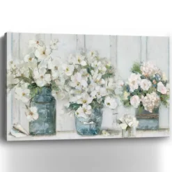 Canvas Art-Kirkland's Home Cottage Mantle Canvas Art Print White/Gray/Green