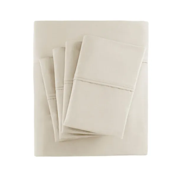 Bed Sheets-Kirkland's Home Cotton Blend Sateen 6-Pc. King Sheet Set Ivory