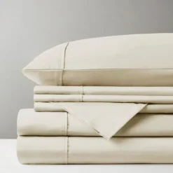 Bed Sheets-Kirkland's Home Cotton Blend Sateen 6-Pc. King Sheet Set Ivory