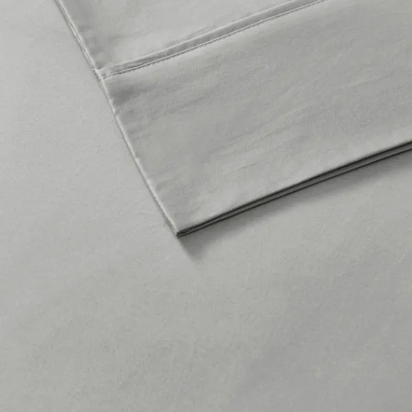 Bed Sheets-Kirkland's Home Cotton Blend Sateen 6-Pc. Queen Sheet Set Gray