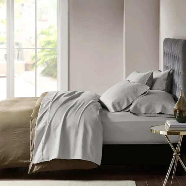 Bed Sheets-Kirkland's Home Cotton Blend Sateen 6-Pc. Queen Sheet Set Gray