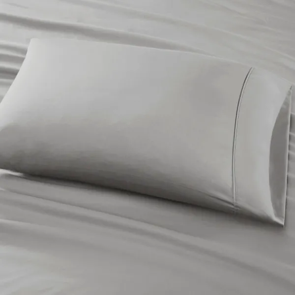 Bed Sheets-Kirkland's Home Cotton Blend Sateen 6-Pc. Queen Sheet Set Gray
