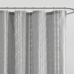 Shower Curtains-Kirkland's Home Cotton Jacquard Shower Curtain Gray