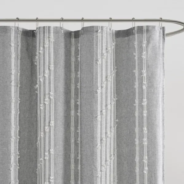 Shower Curtains-Kirkland's Home Cotton Jacquard Shower Curtain Gray