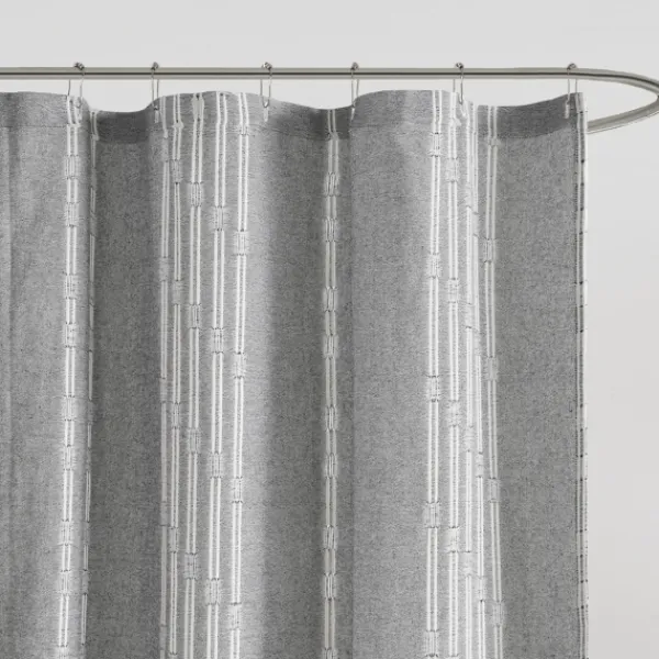 Shower Curtains-Kirkland's Home Cotton Jacquard Shower Curtain Gray