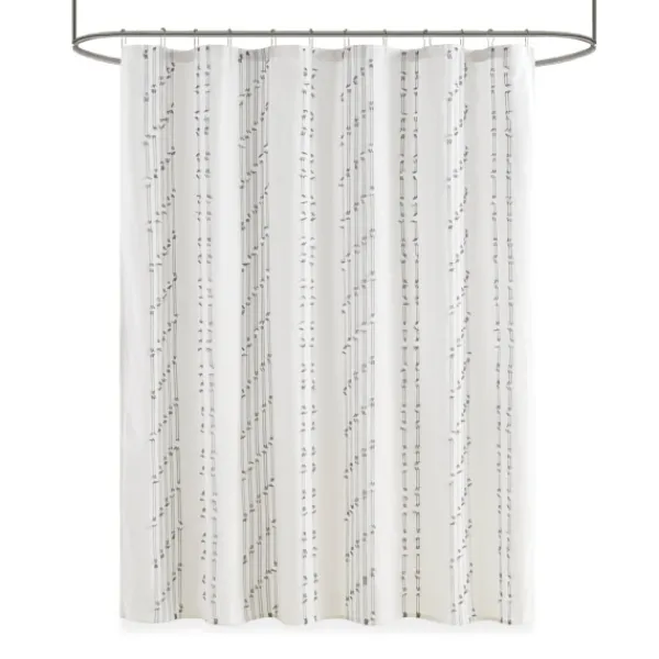 Shower Curtains-Kirkland's Home Cotton Jacquard Shower Curtain Ivory