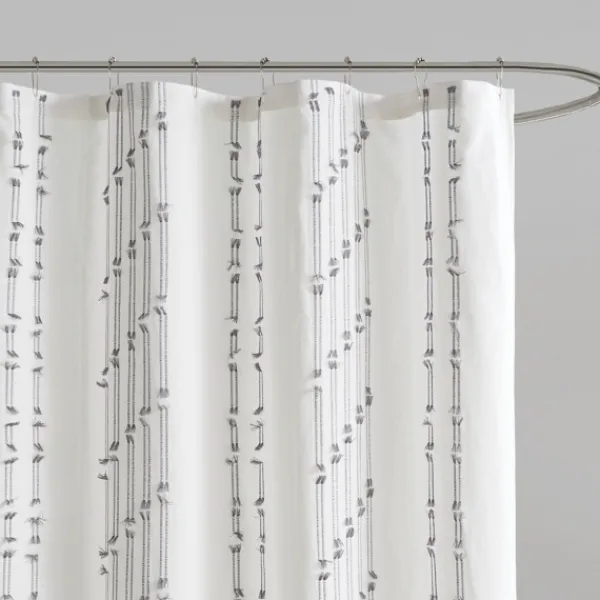 Shower Curtains-Kirkland's Home Cotton Jacquard Shower Curtain Ivory