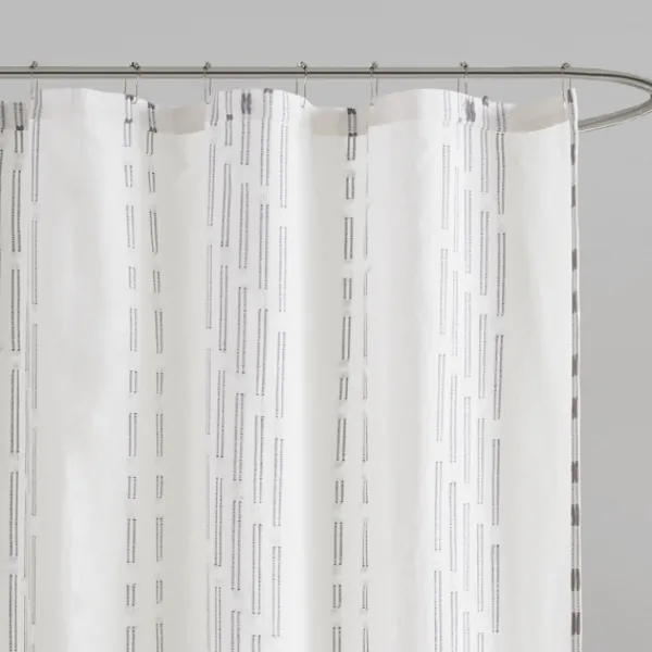 Shower Curtains-Kirkland's Home Cotton Jacquard Shower Curtain Ivory