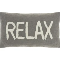 Pillows-Kirkland's Home Cotton Relax Tufted Lumbar Pillow Gray