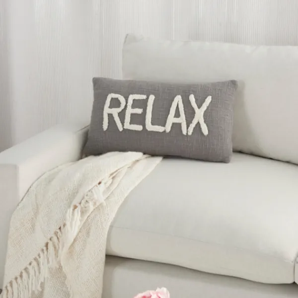 Pillows-Kirkland's Home Cotton Relax Tufted Lumbar Pillow Gray