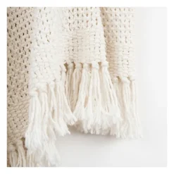 Blankets & Throws-Kirkland's Home Cotton Tassel Throw White