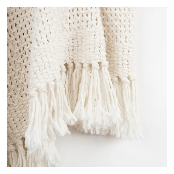 Blankets & Throws-Kirkland's Home Cotton Tassel Throw White