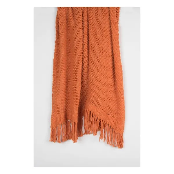 Blankets & Throws-Kirkland's Home Cotton Tassel Throw Orange