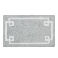 Bathroom Rugs-Kirkland's Home Cotton Tufted Bath Mat With Border, 40 In. Gray