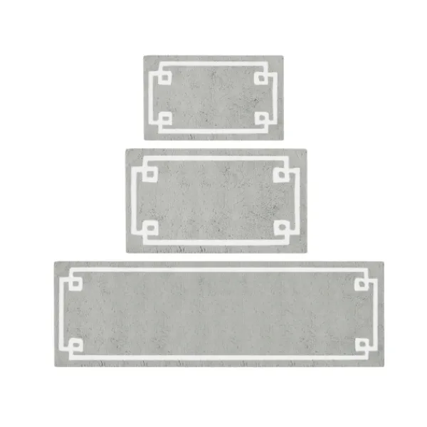 Bathroom Rugs-Kirkland's Home Cotton Tufted Bath Mat With Border, 40 In. Gray