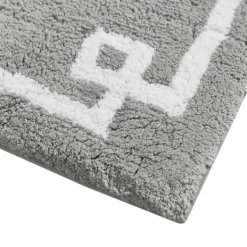 Bathroom Rugs-Kirkland's Home Cotton Tufted Bath Runner With Border Gray